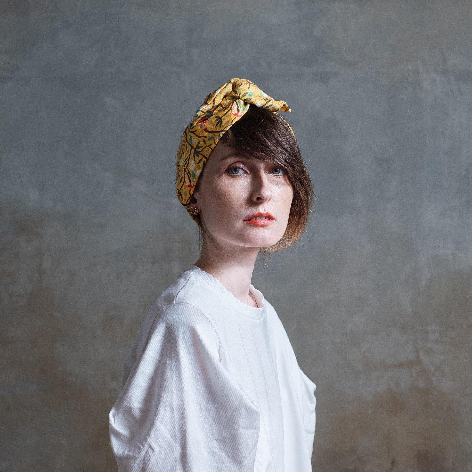 Japanese Linen 'Birchwood' Orange ヘッドスカーフ/ミニスカーフ | YARN&COPPER
