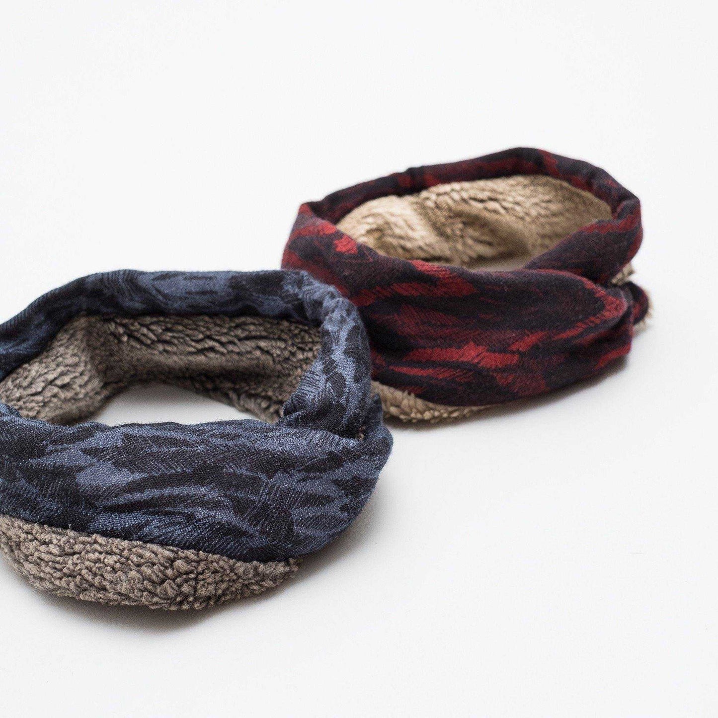 Merino Wool 'Barrington' Red リバーシブルヘッドスカーフ/ミニスカーフ