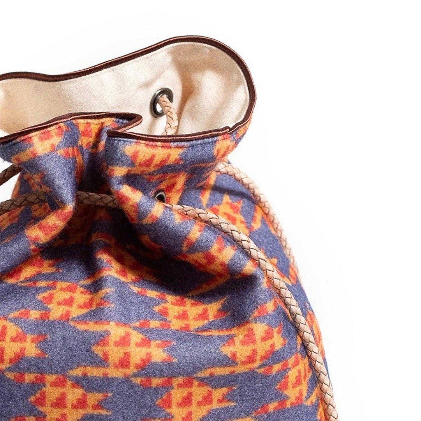 Japanese Printed Wool 'Smithfields' Orange small bucket bag