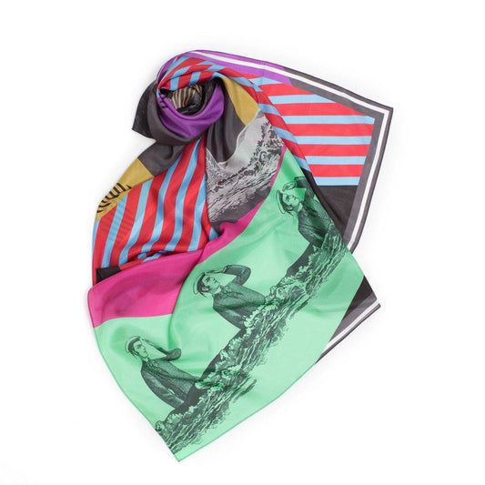 Japanese Printed Silk 'Message in a bottle' multi 大判スカーフ
