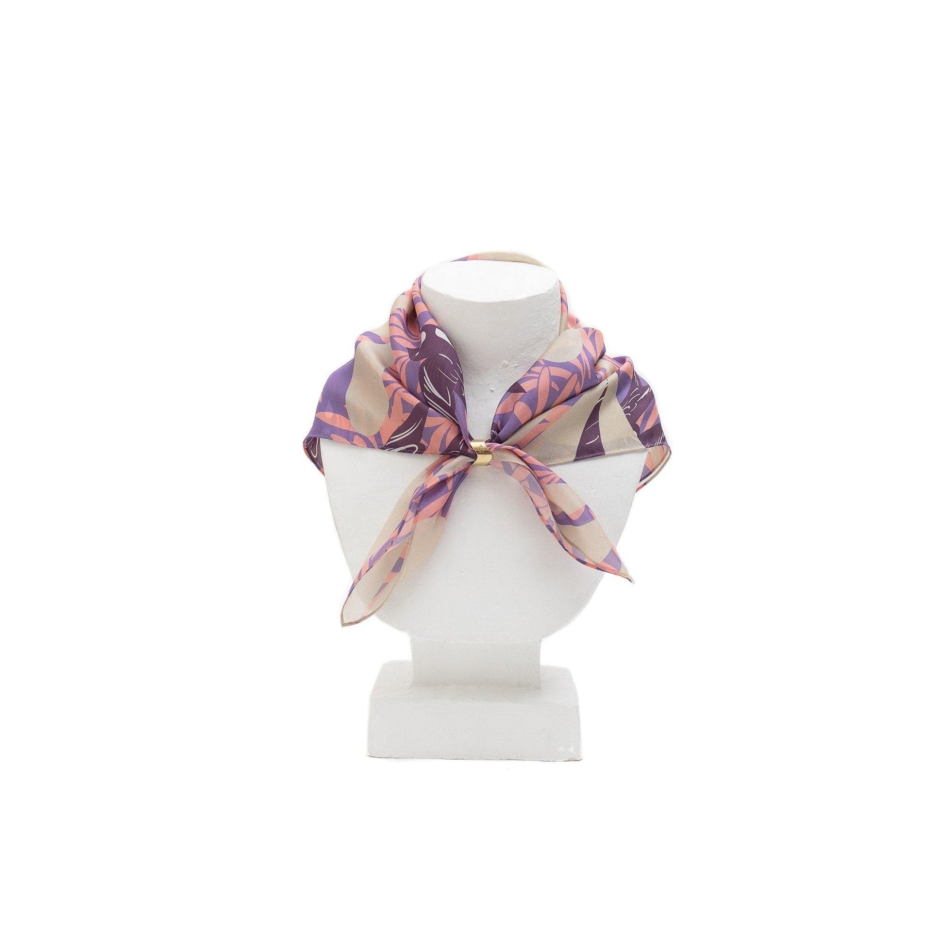 Japanese Printed Silk 'Swift Swallows' Pink リング付きミニスカーフ