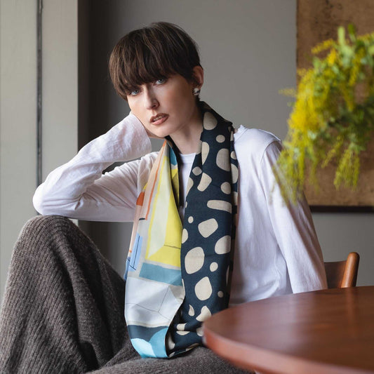 今期最終入荷!Japanese Printed Silk & Merino Wool 'Jelly Chic' ループスカーフ