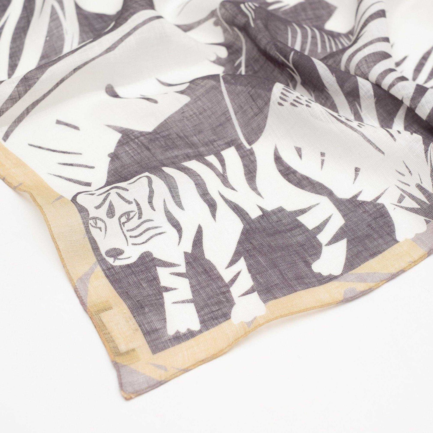 再入荷!近江リネン Japanese Linen 'Hide and Seek' Navy リング付きミニスカーフ