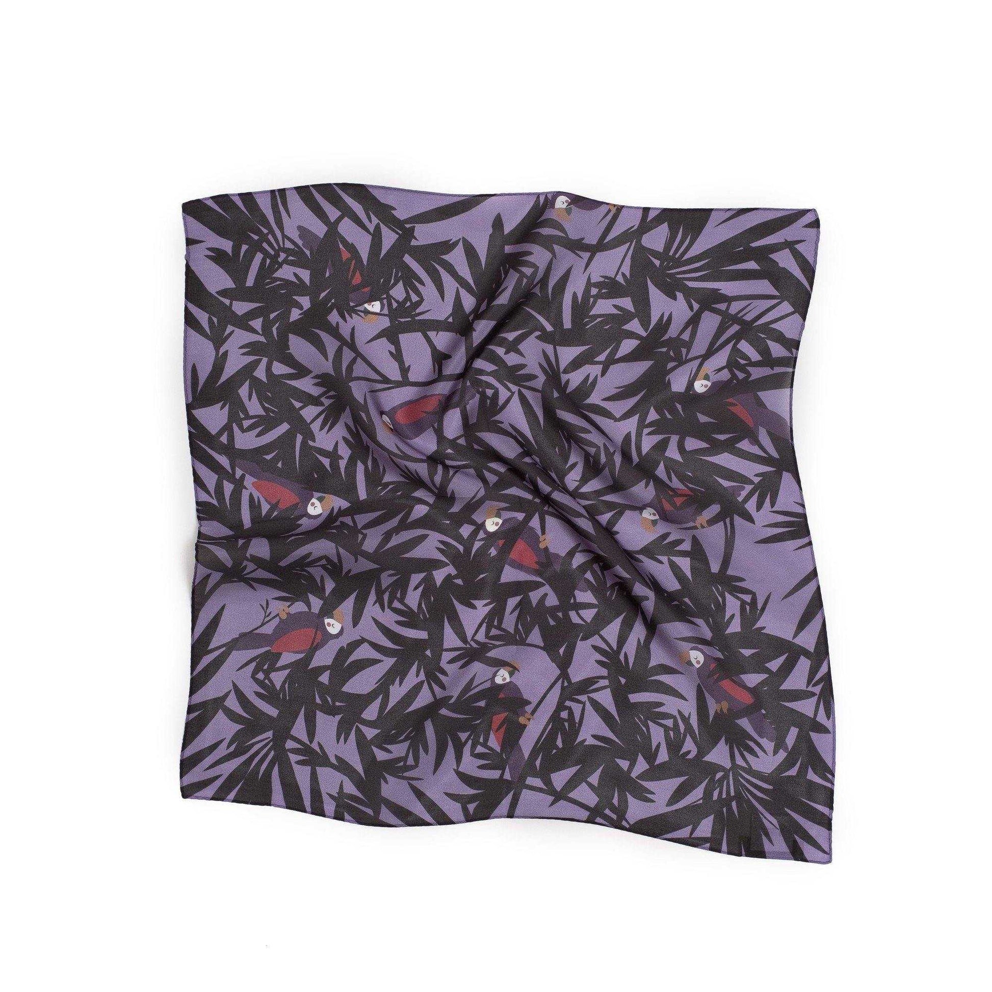 Japanese Printed Silk 'Peekaboo' midnight blue リング付きミニスカーフ