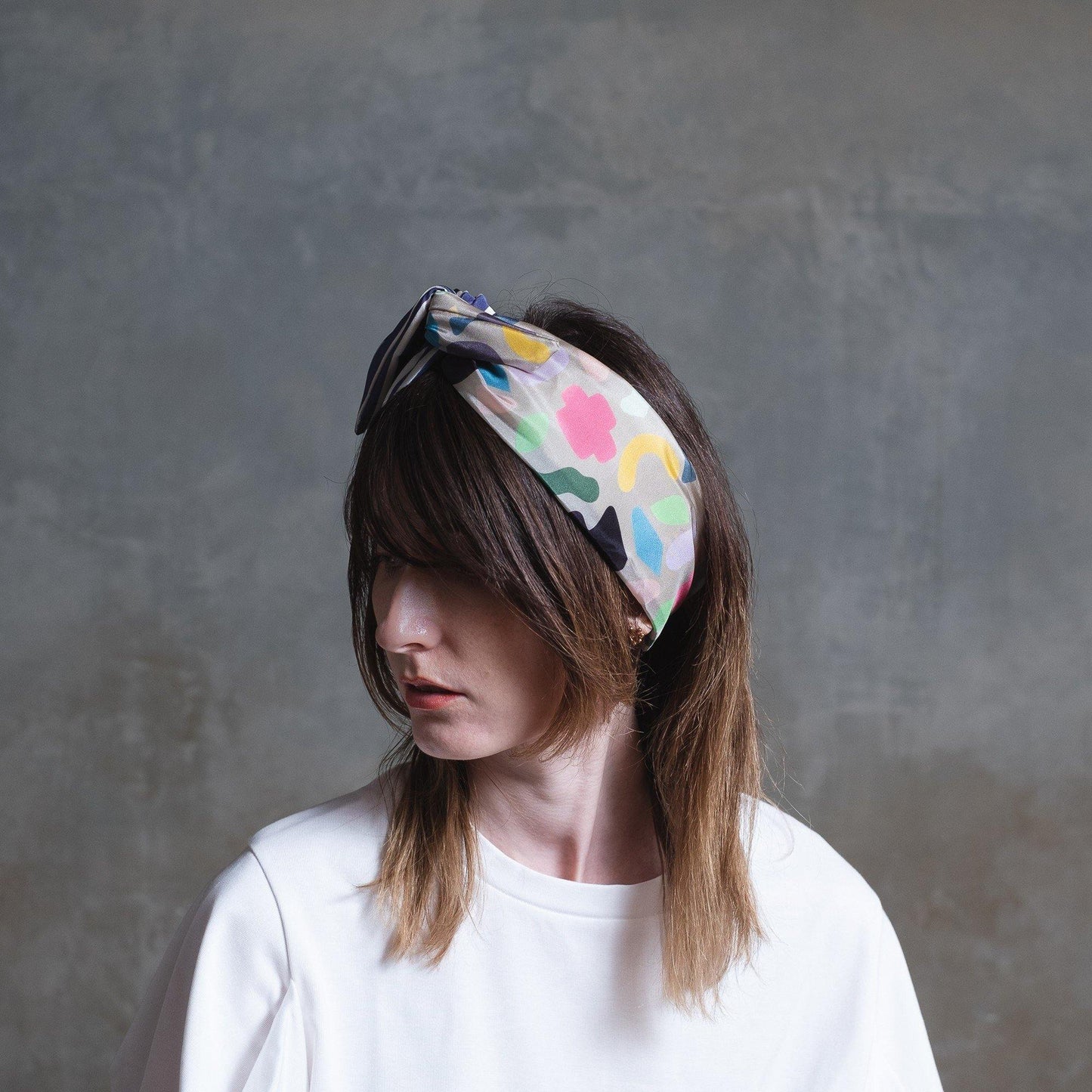 Japanese Printed Silk headband 'Pebbles' ヘッドスカーフ | YARN&COPPER