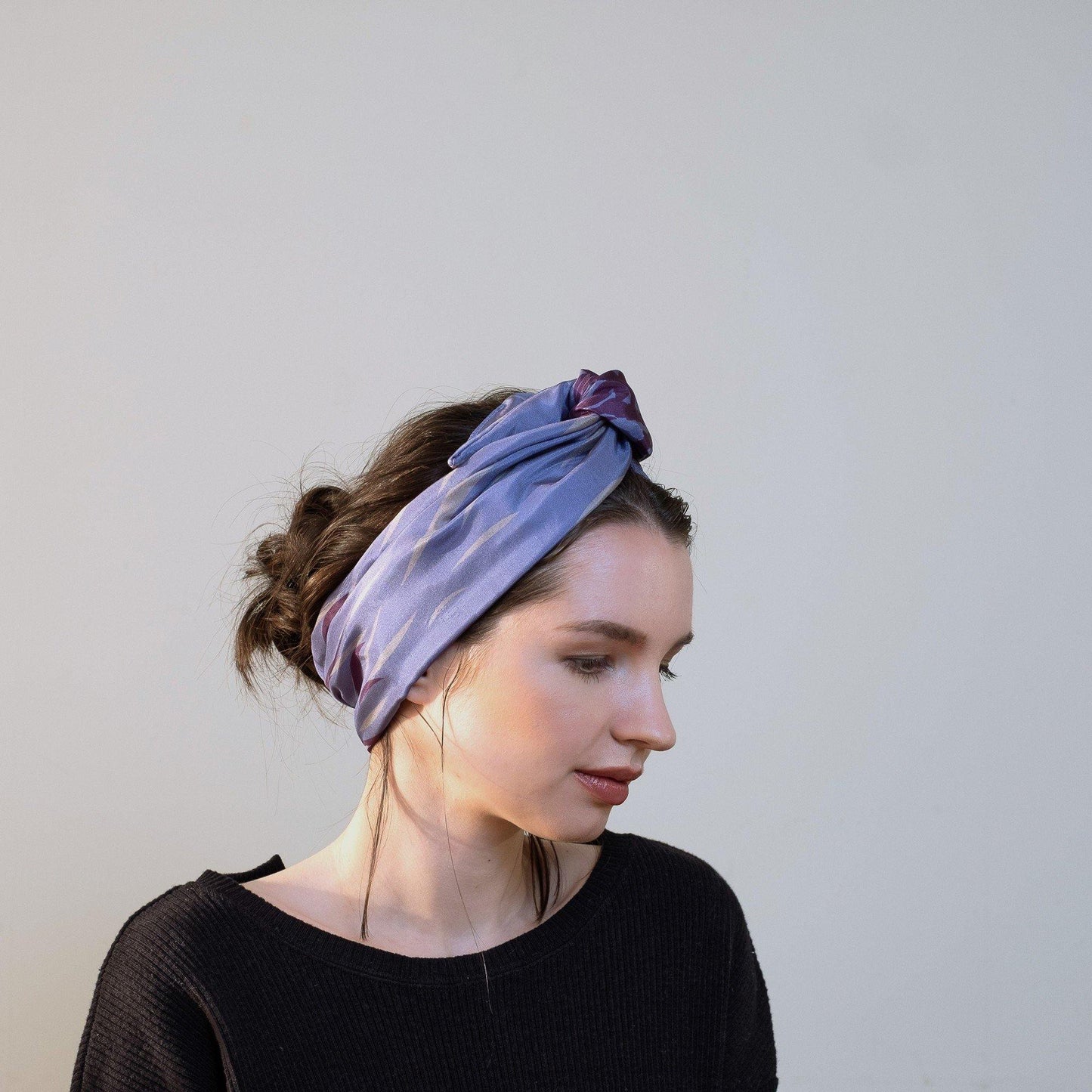 Japanese Printed Silk headband 'Sea bed' blue ヘッドスカーフ