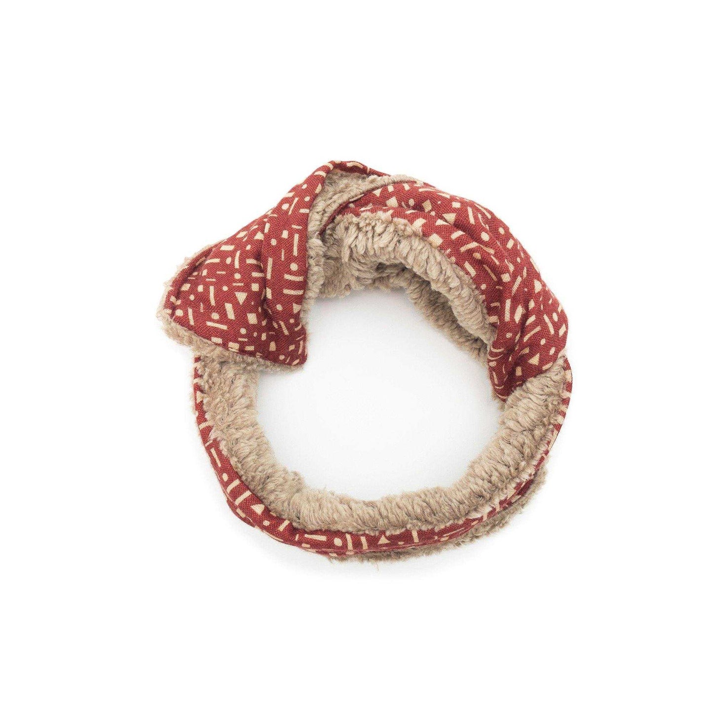 Merino Wool 'Alkham' Red リバーシブルヘッドスカーフ/ミニスカーフ