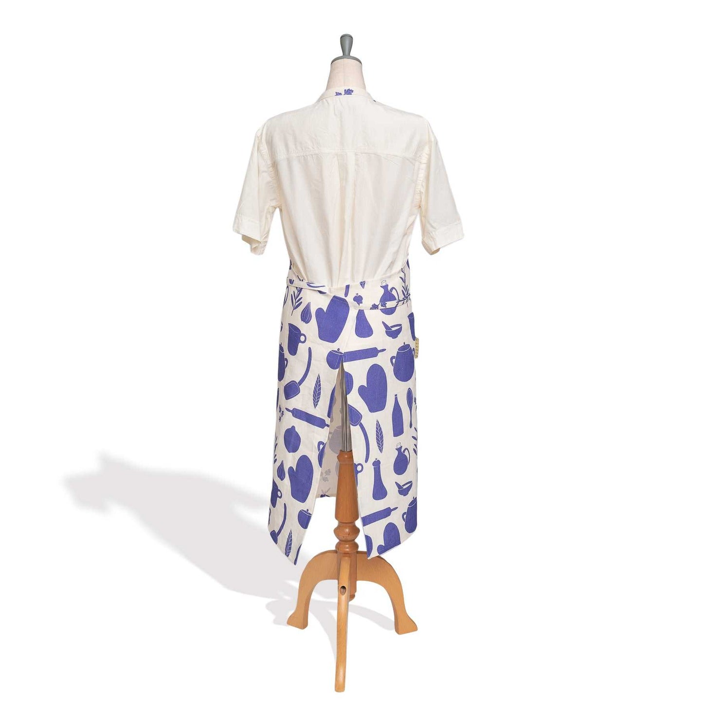 近江リネン Japanese Linen ユニセックス エプロン ’Recipes’ royal blue