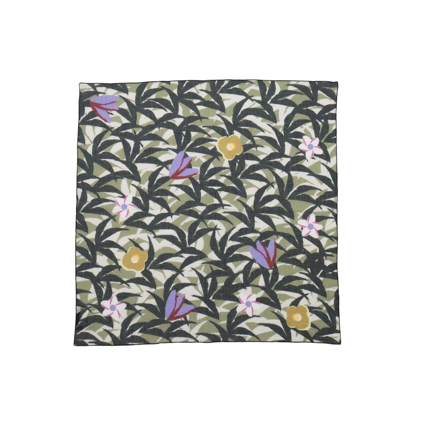 Japanese Printed Organic cotton 'Hawaii' green リング付きミニスカーフ