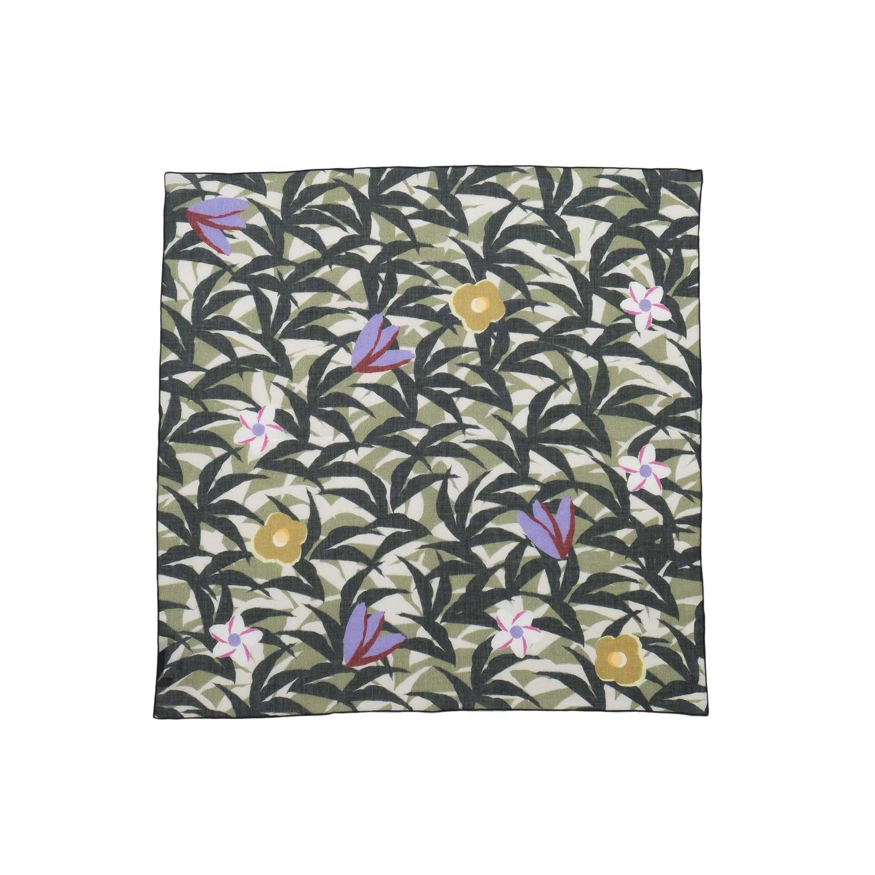 Japanese Printed Organic cotton 'Hawaii' green リング付きミニスカーフ