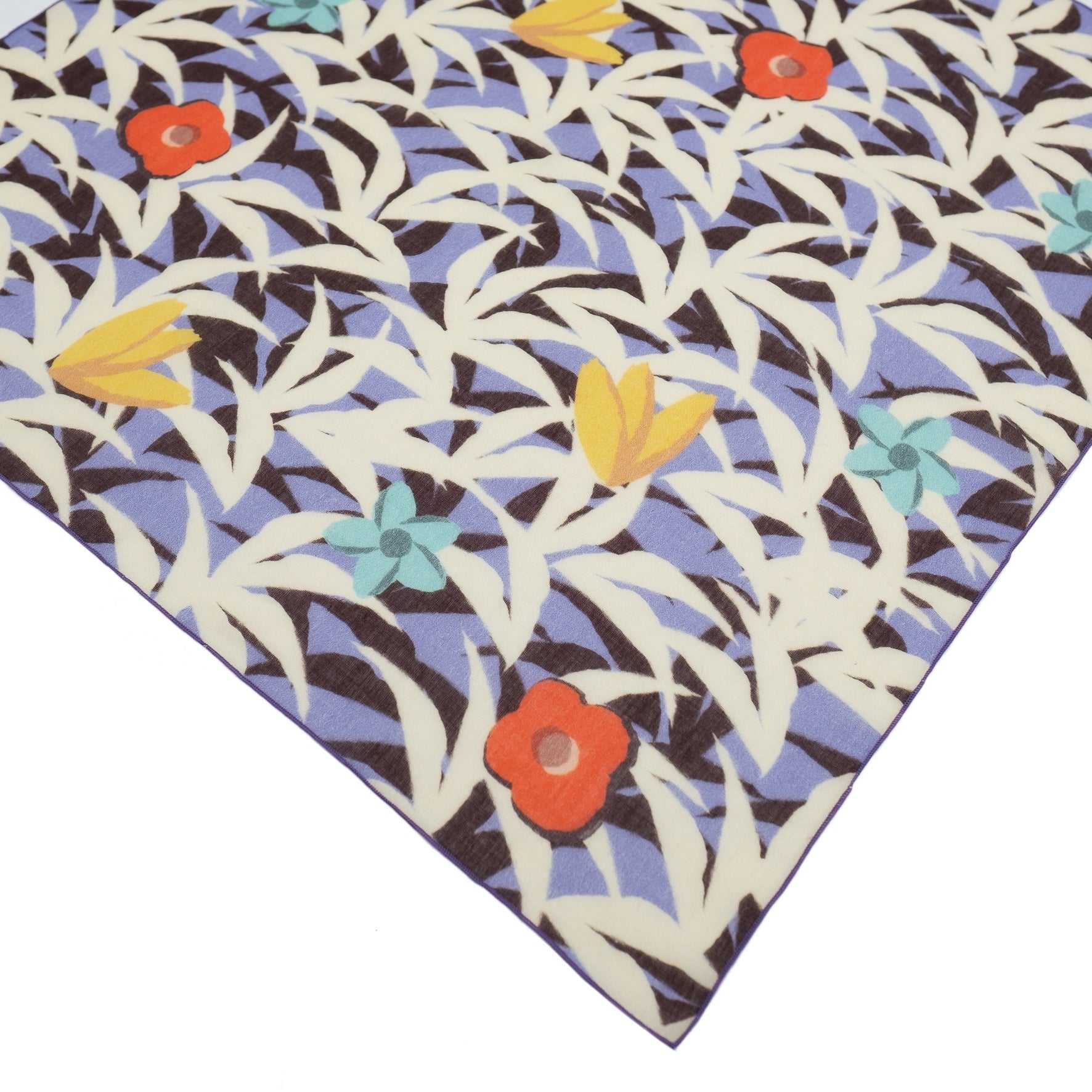 Japanese Printed Organic cotton 'Hawaii' sea blue リング付きミニスカーフ