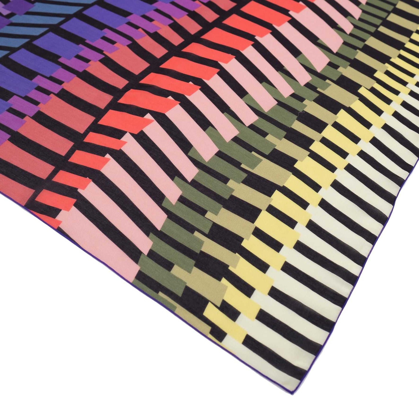 Japanese Printed Silk Cotton 'Piano' rainbow スカーフリング付きミニスカーフ