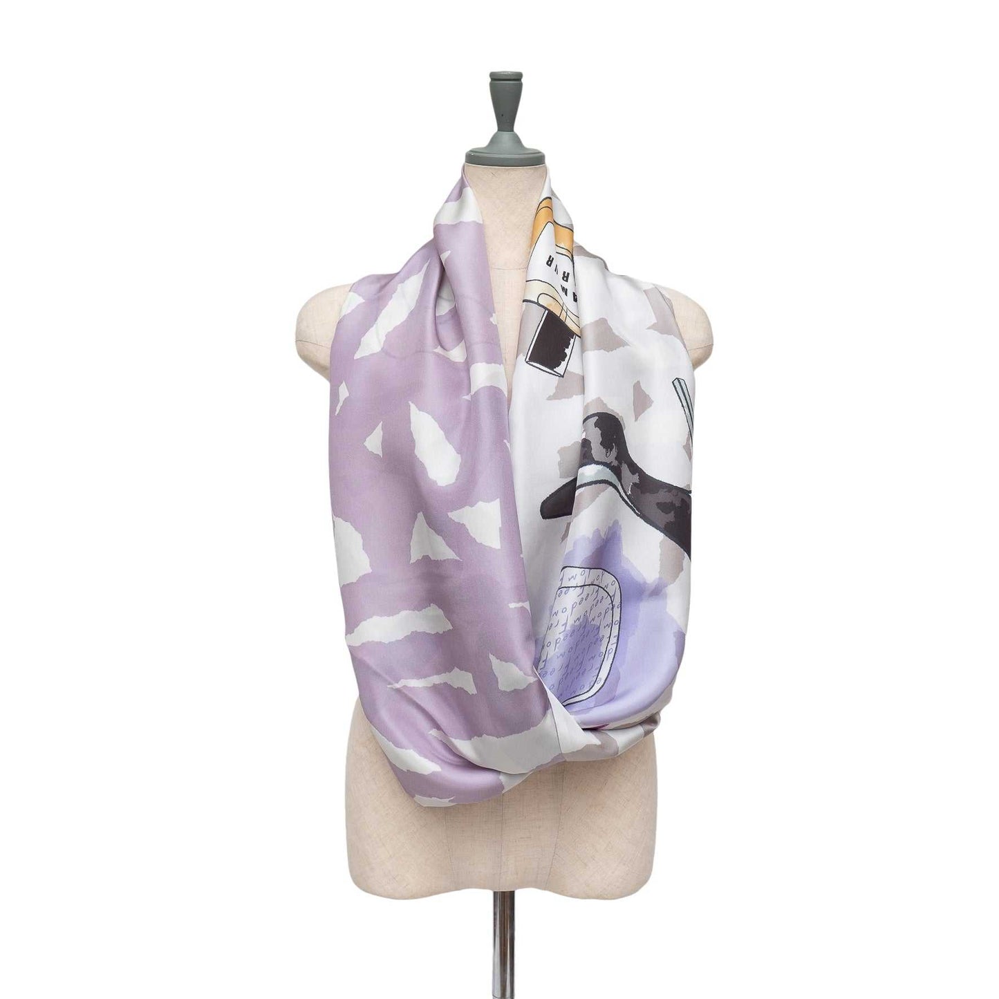 Japanese Printed Silk 'French Perfume' lavender ループスカーフ