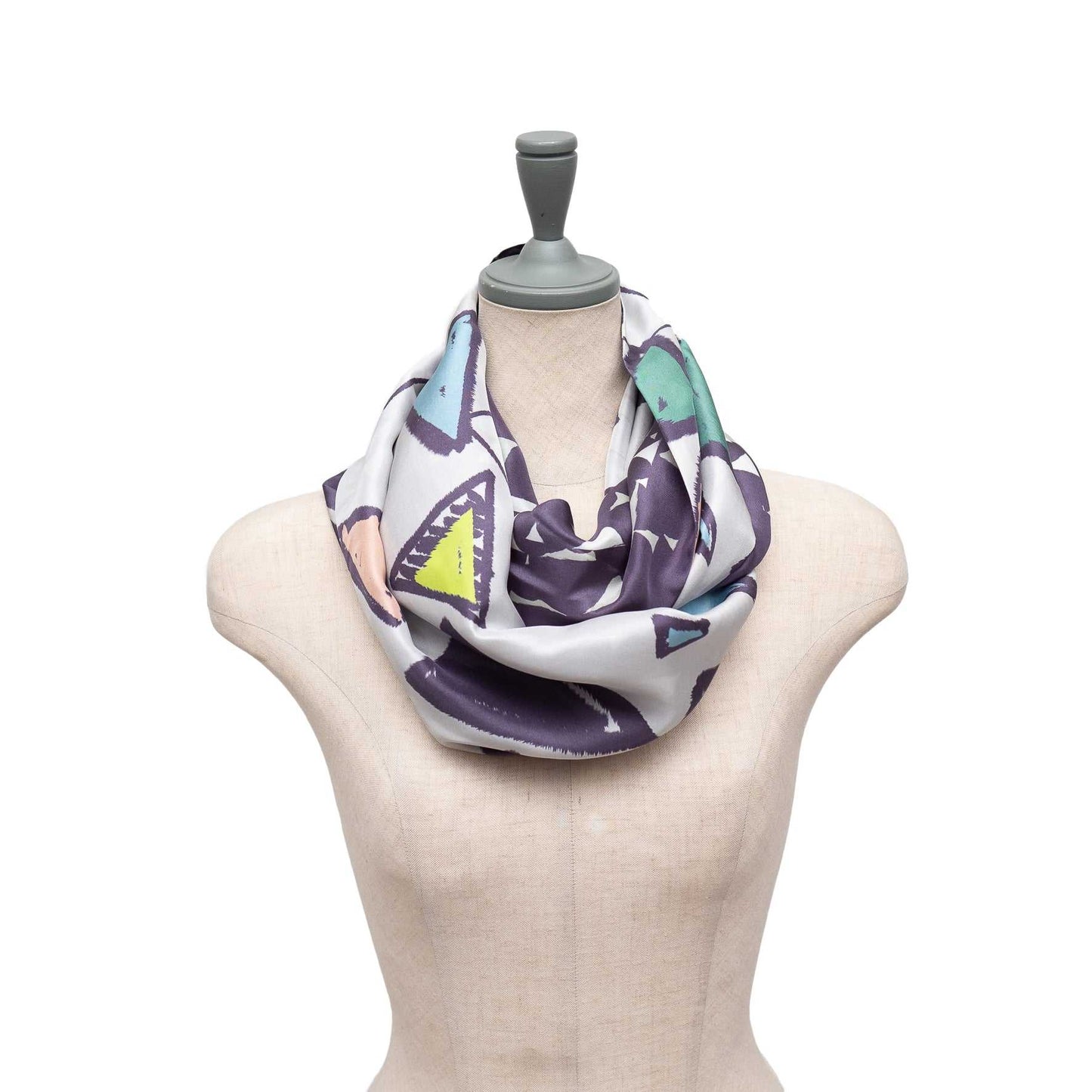 Japanese Printed Silk 'Triangles' ループスカーフ | YARN & COPPER