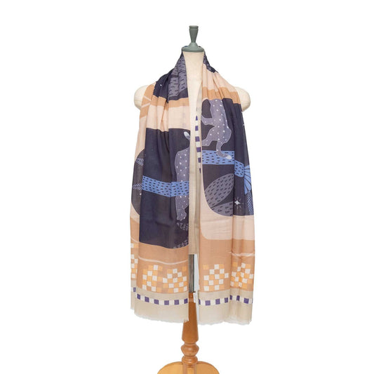 Japanese Printed Organic Cotton 'Arabian Twilight' beige ロングストール