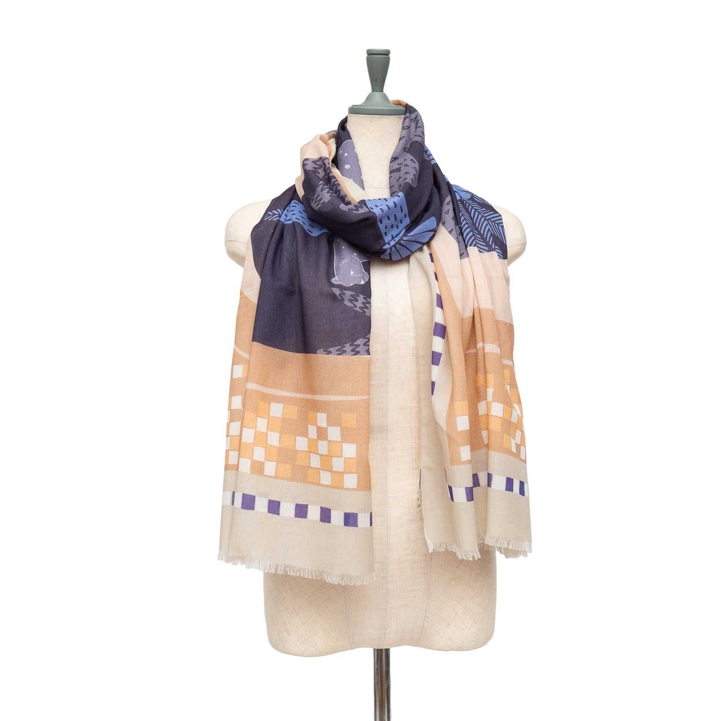 Japanese Printed Organic Cotton 'Arabian Twilight' beige ロングストール