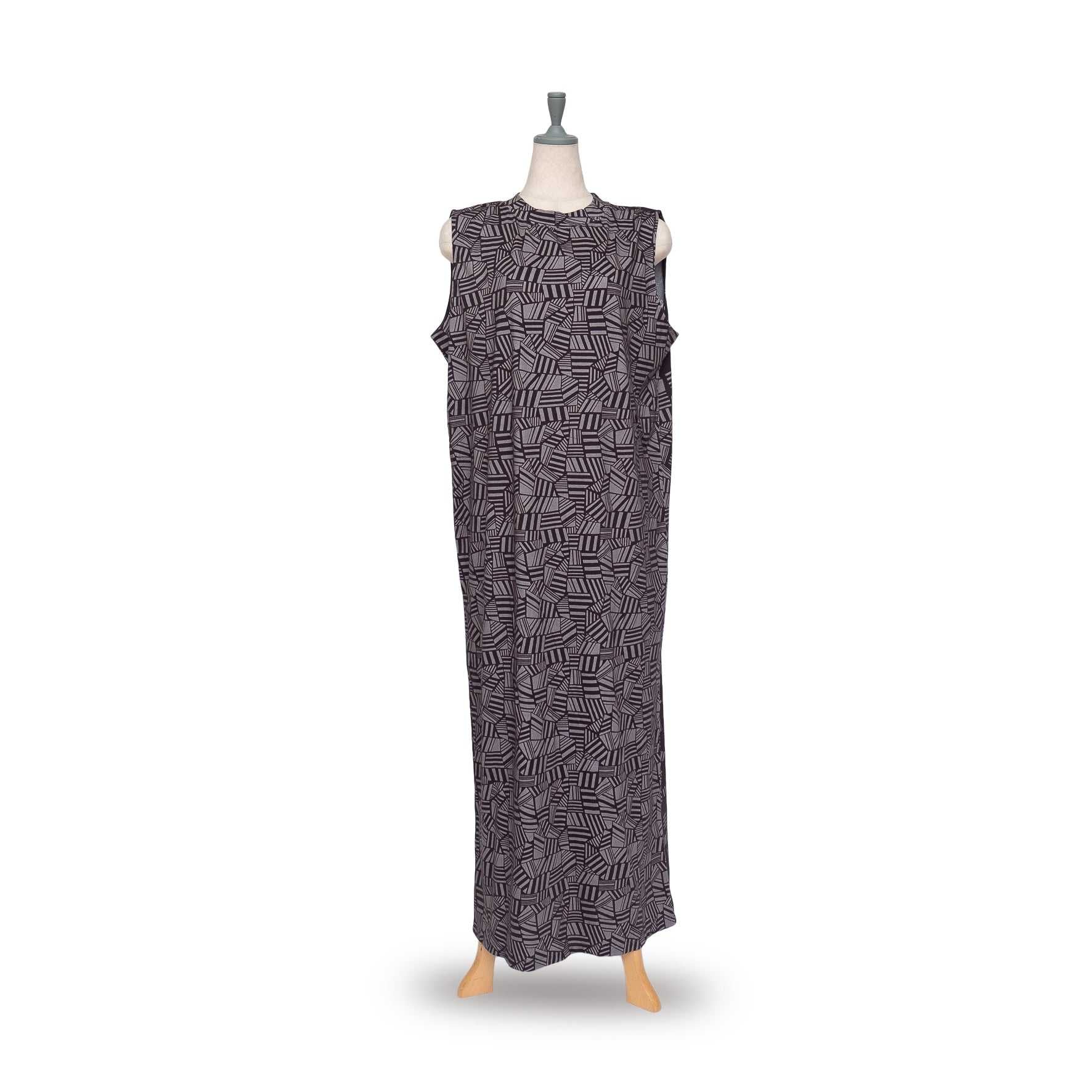 Japanese Printed Organic Cotton 'Belgravia' dark grey タンクドレス