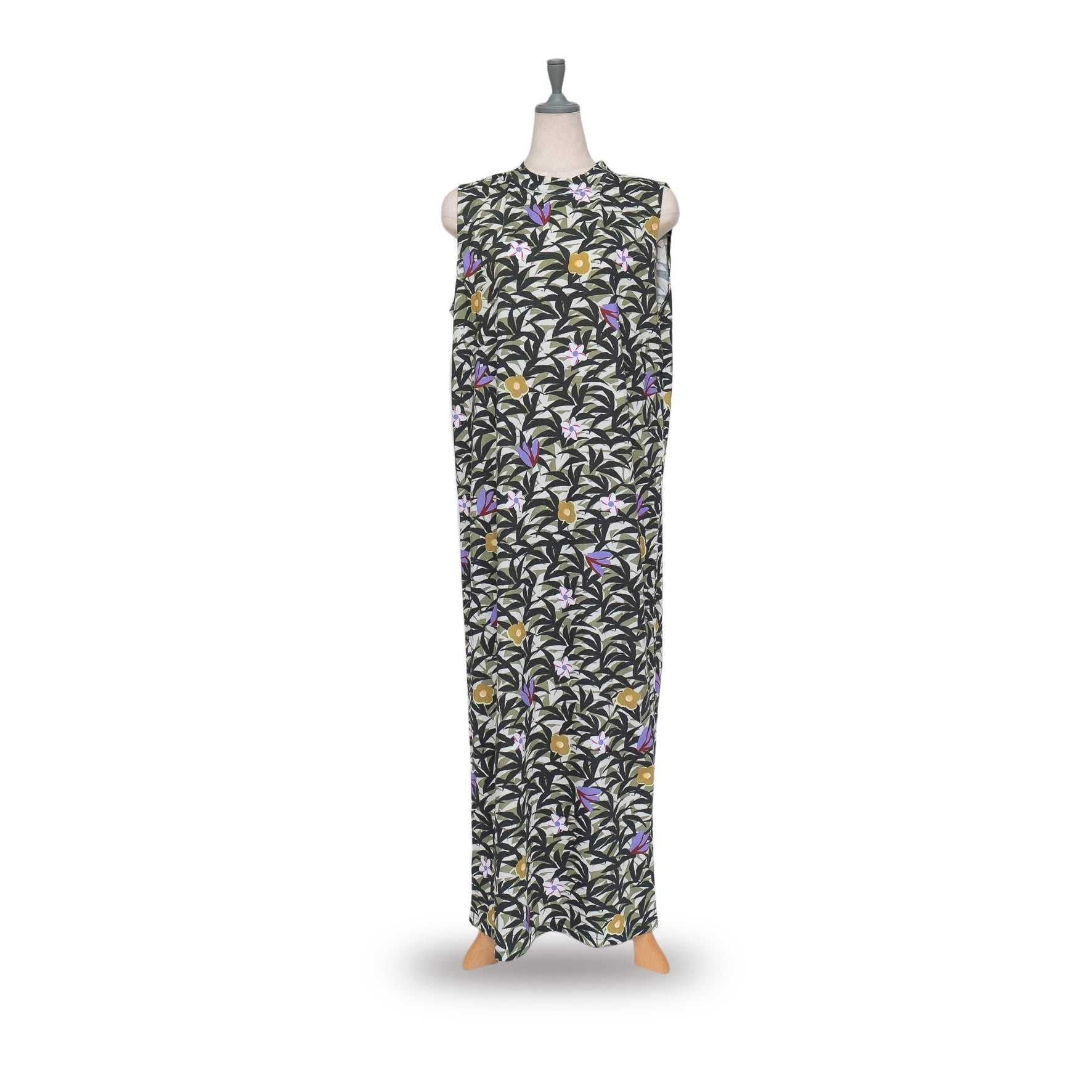 Japanese Printed Organic Cotton 'Hawaii' palm green タンクドレス