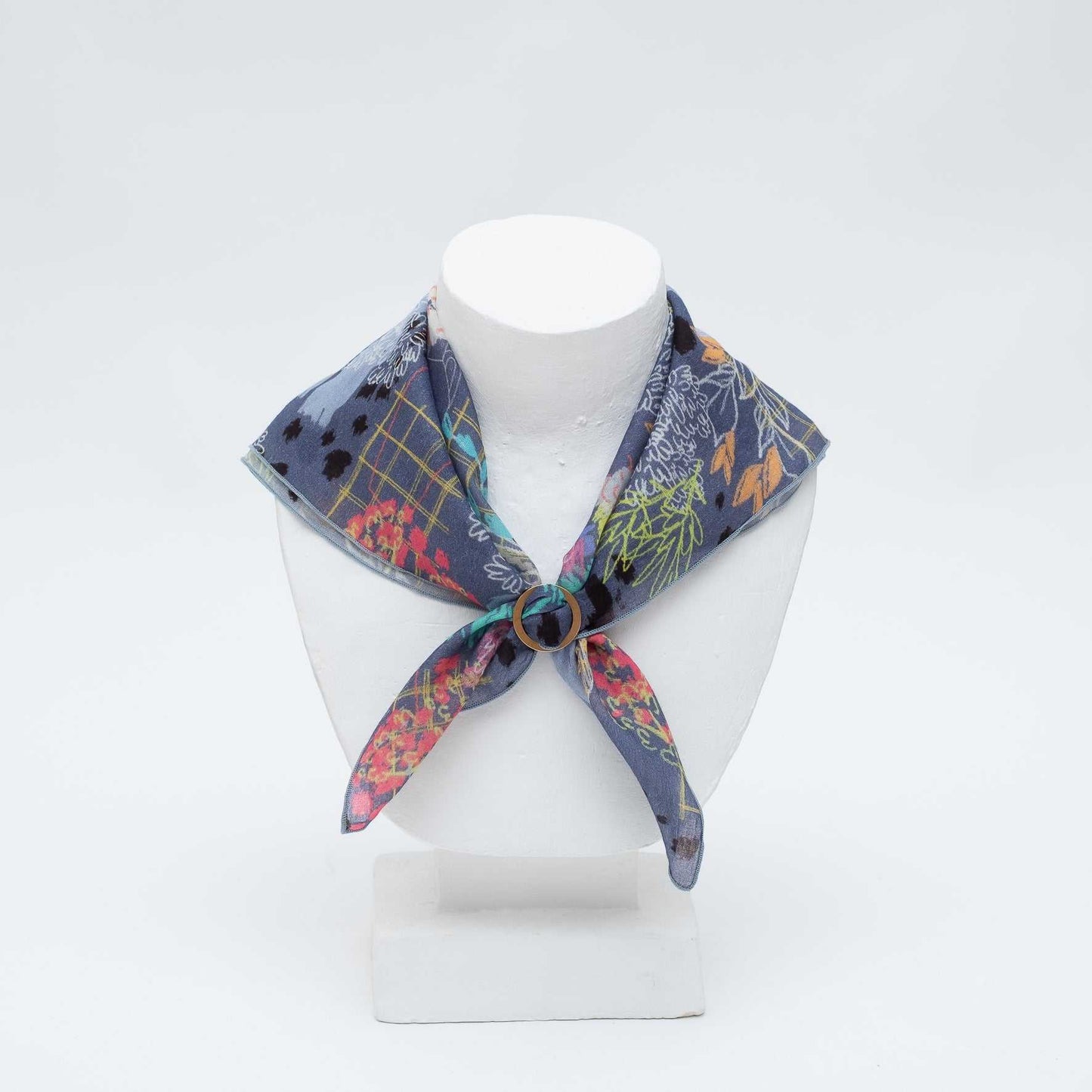 5月再入荷予定!Japanese Printed Organic cotton 'Amelia's Patio' B リング付きミニスカーフ