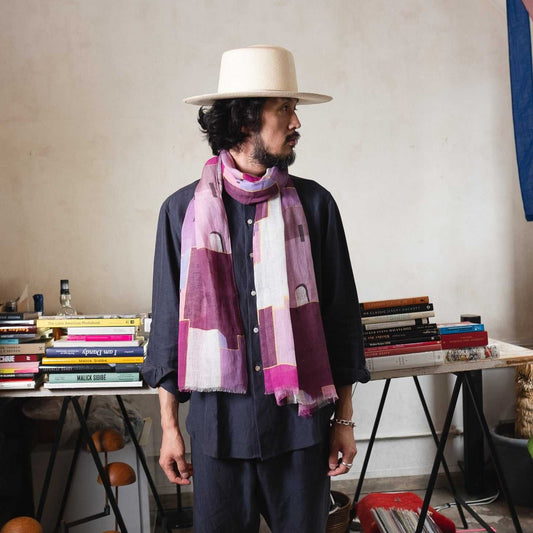 リネン Japanese Linen 'Mediterranean' purple ロングストール | YARN&COPPER