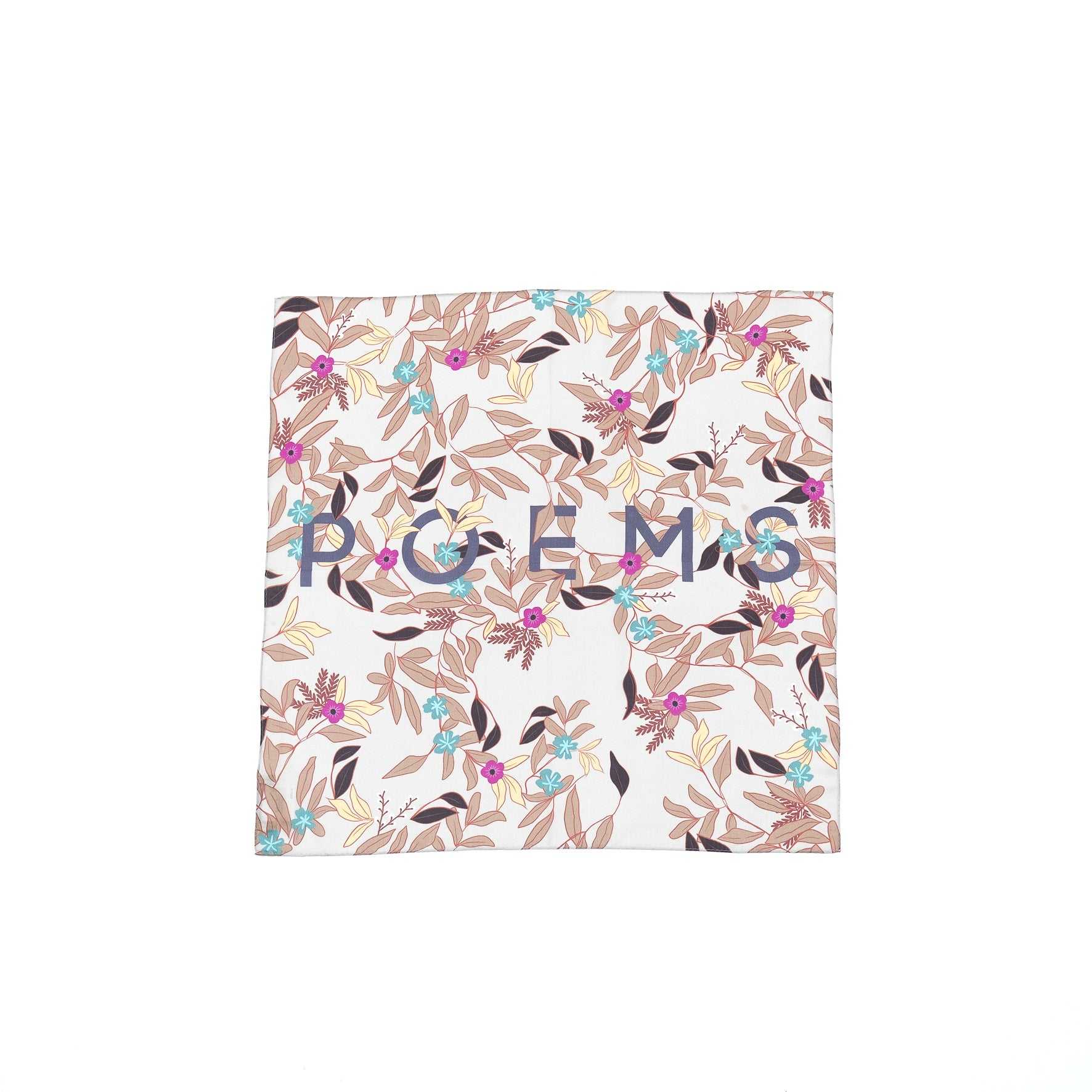 Japanese Printed Silk  'POEM' greige  ウェーブリング付きミニスカーフ