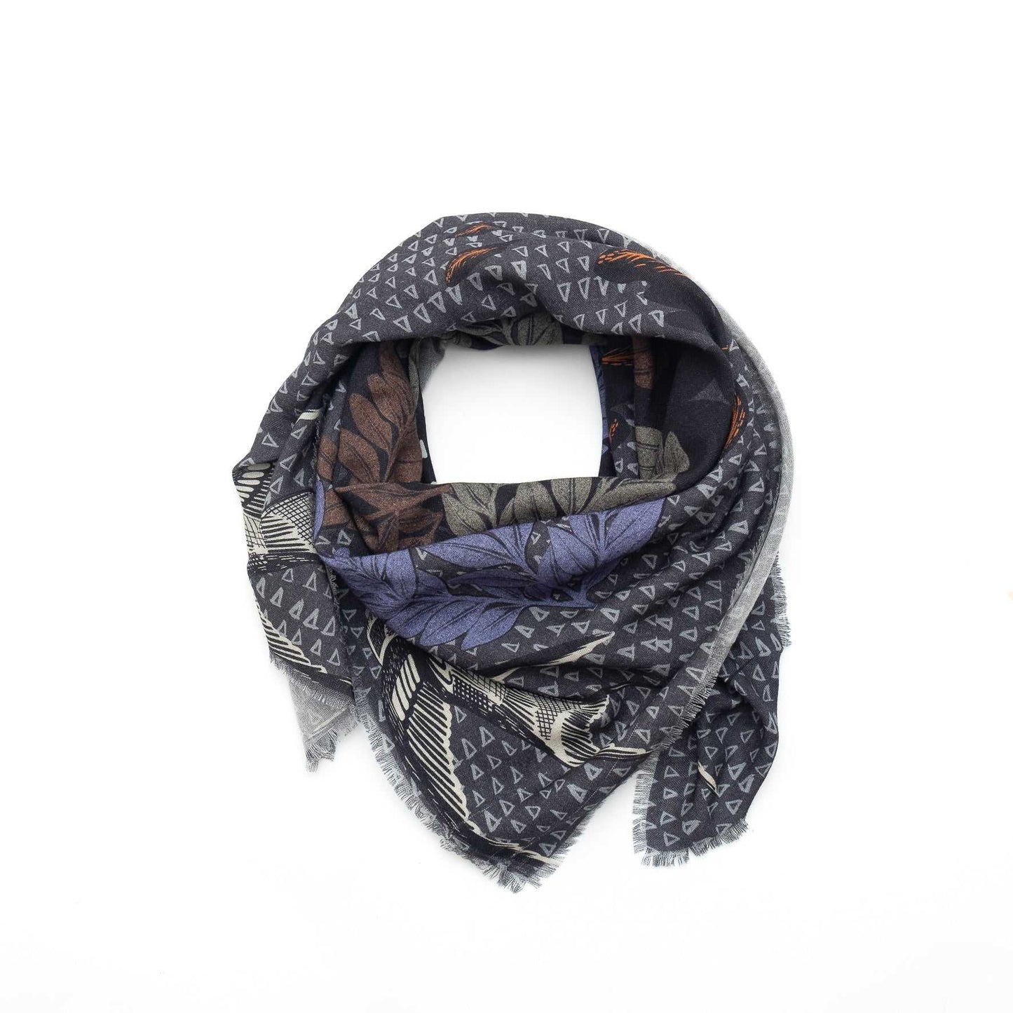 再入荷!Japanese Merino Wool 'Uxbridge' blue black 正方形スカーフ