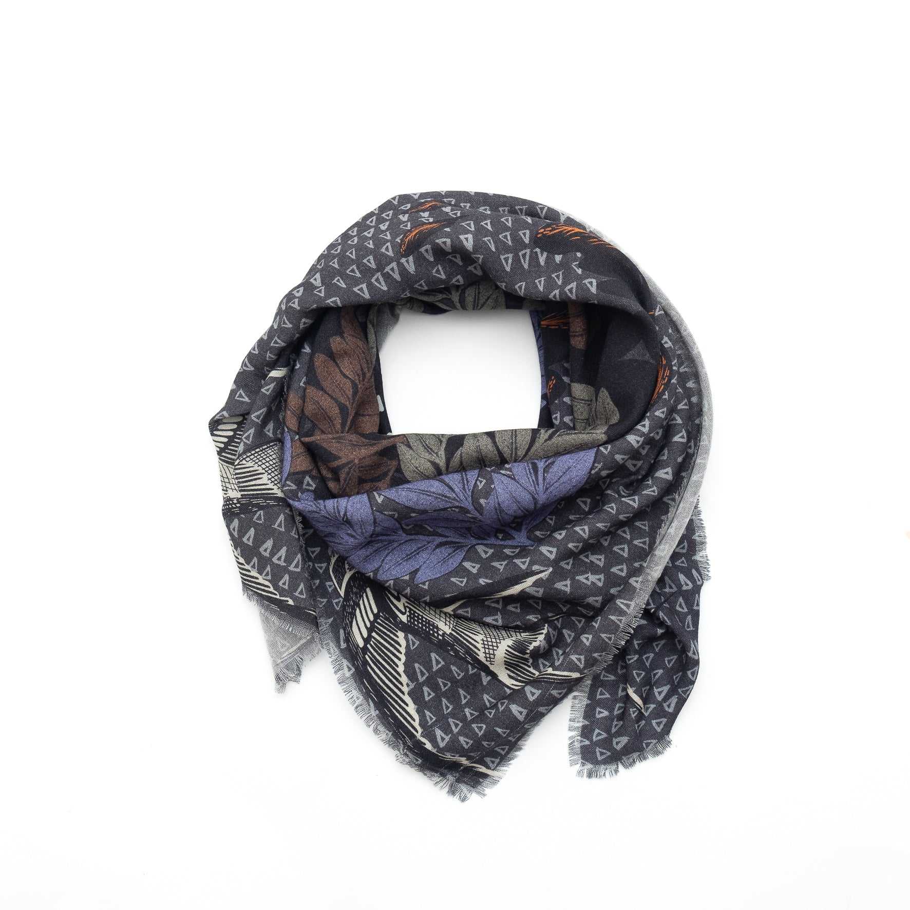 再入荷!Japanese Merino Wool 'Uxbridge' blue black 正方形スカーフ