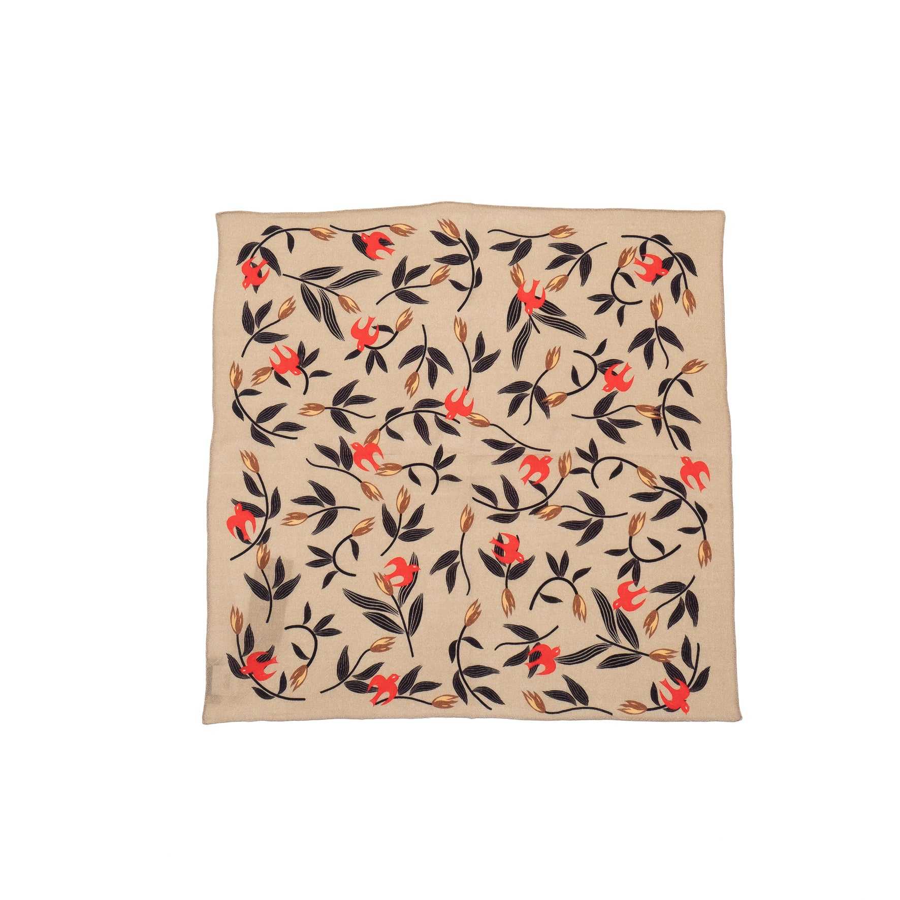 Japanese Merino Wool 'Gypsy Rose' beige リング付きミニスカーフ
