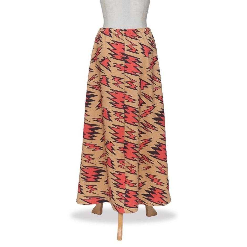 裏起毛 Japanese Printed オーガニックコットンロングスカート 'ZAAP!' red