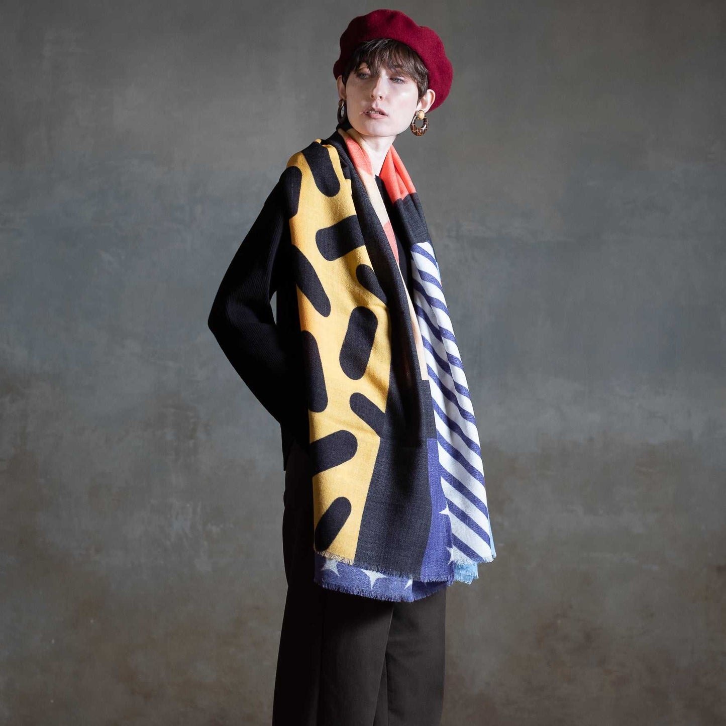 Japanese Printed Soft wool twill 'Luna5' ロングストール | YARN&COPPER