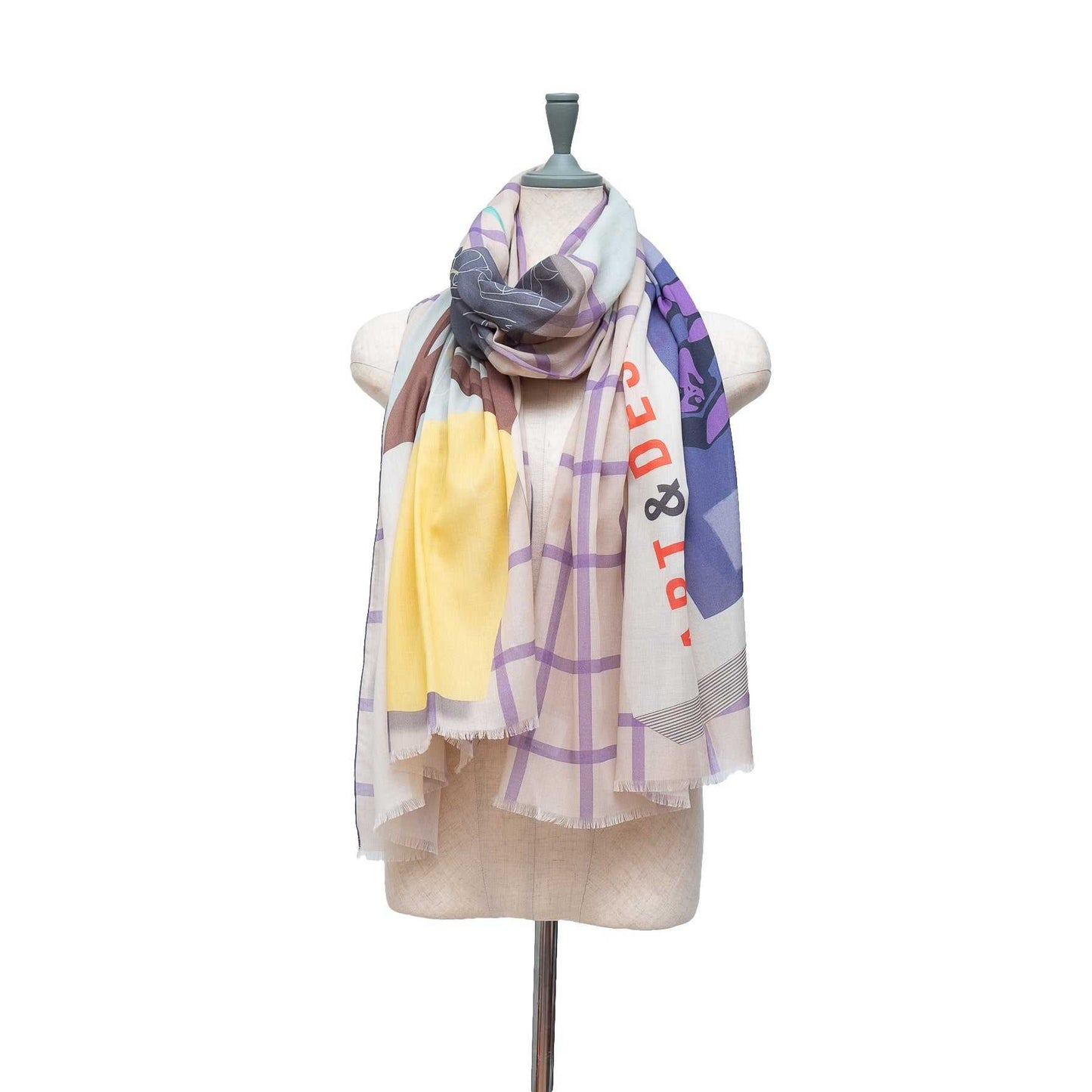 Japanese Printed Organic Cotton 'The Designer' Grey ロングストール