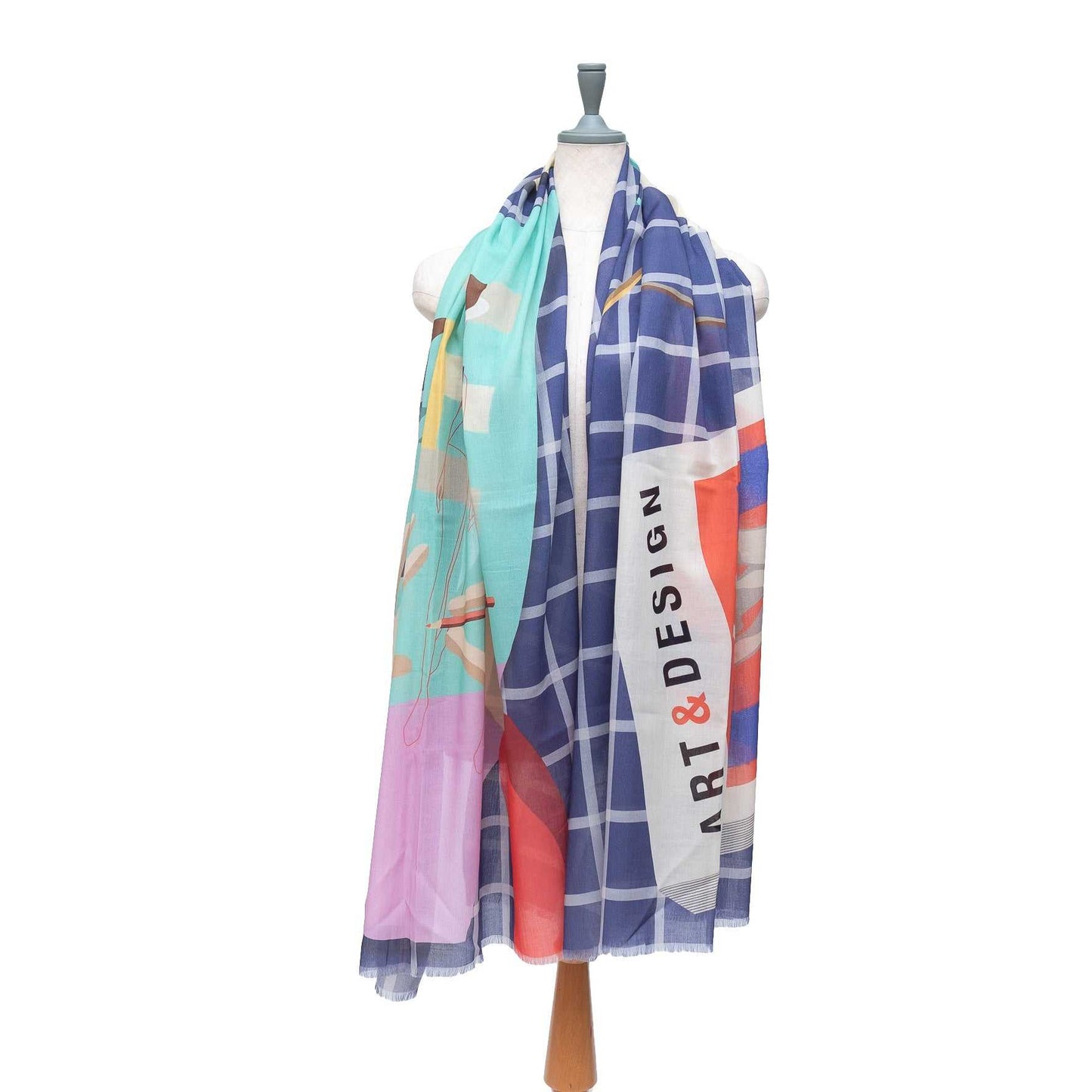 Japanese Printed Organic Cotton 'The Designer' Blue ロングストール