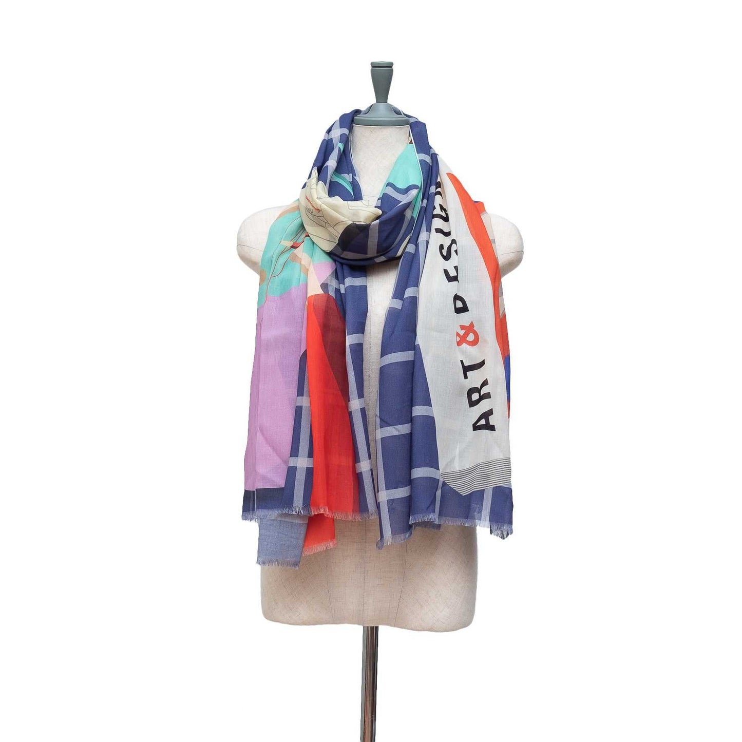 Japanese Printed Organic Cotton 'The Designer' Blue ロングストール
