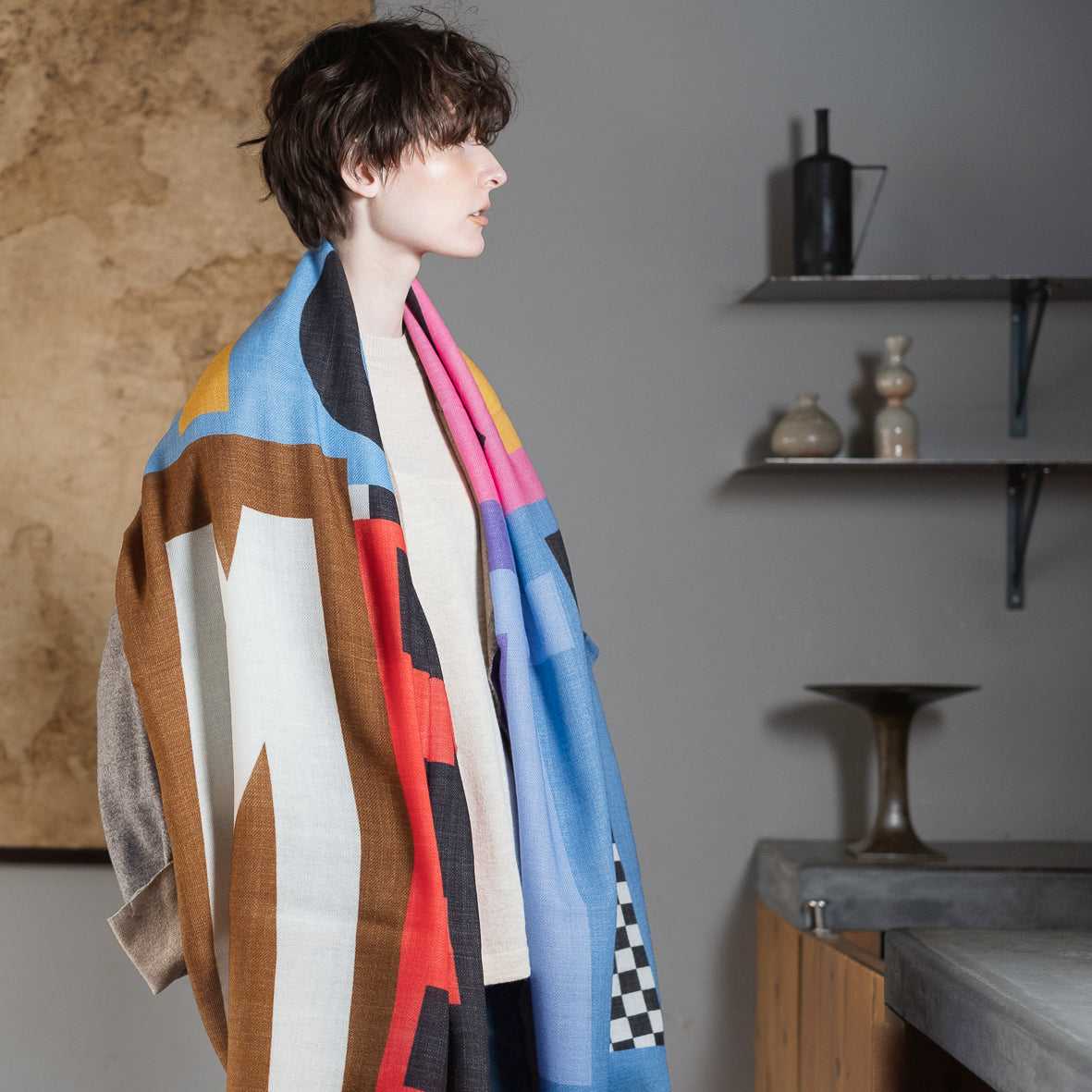 Japanese Printed Soft wool twill 'NYC' ロングストール | YARN&COPPER