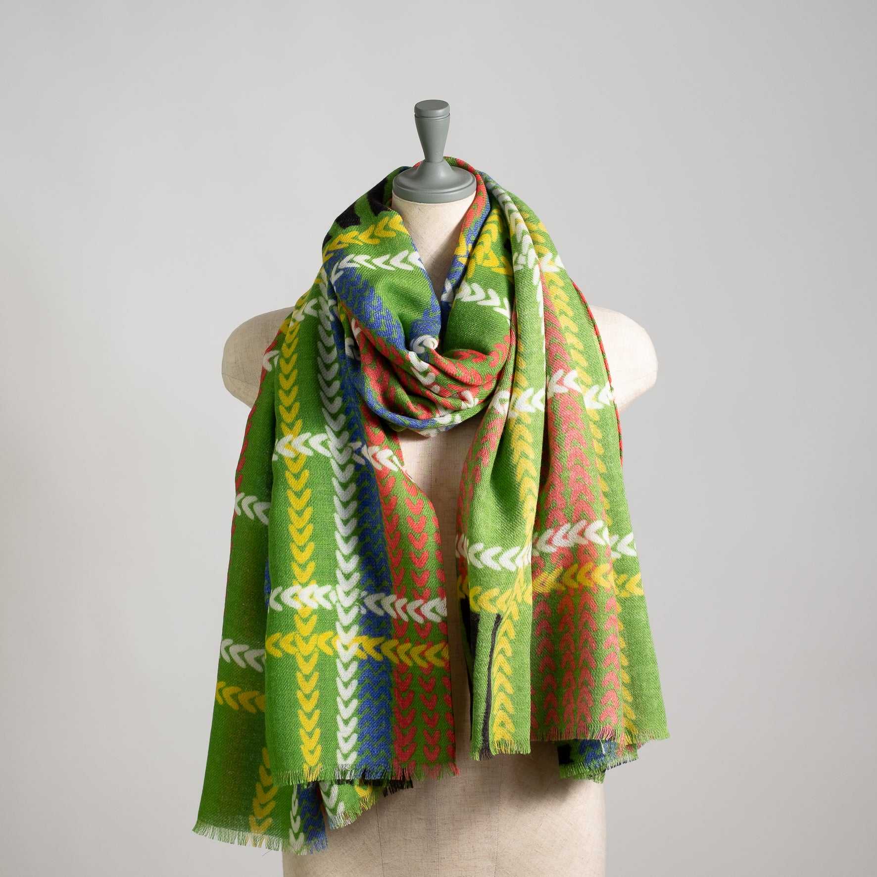 Japanese Printed Soft wool twill 'Bermondsey' green ロングストール