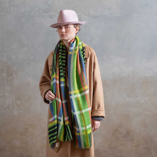 Japanese Printed Soft wool twill 'Bermondsey' green ロングストール