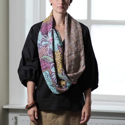 5月中入荷予定!Japanese Linen 'Bloom' purple+beige ループスカーフ