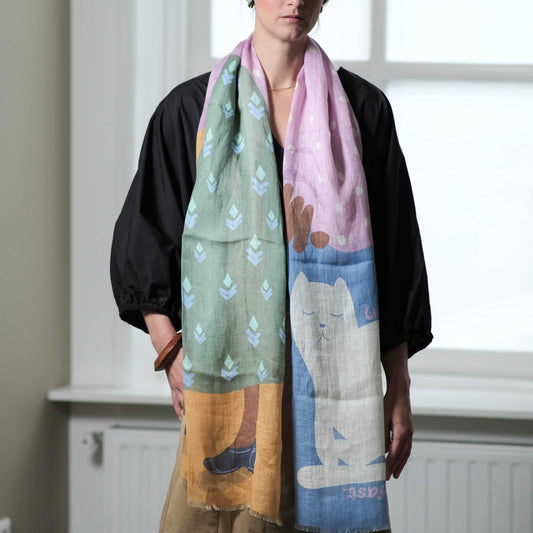 4月末入荷予定 リネン Japanese Linen 'Luna's Nap' pastel ロングストール