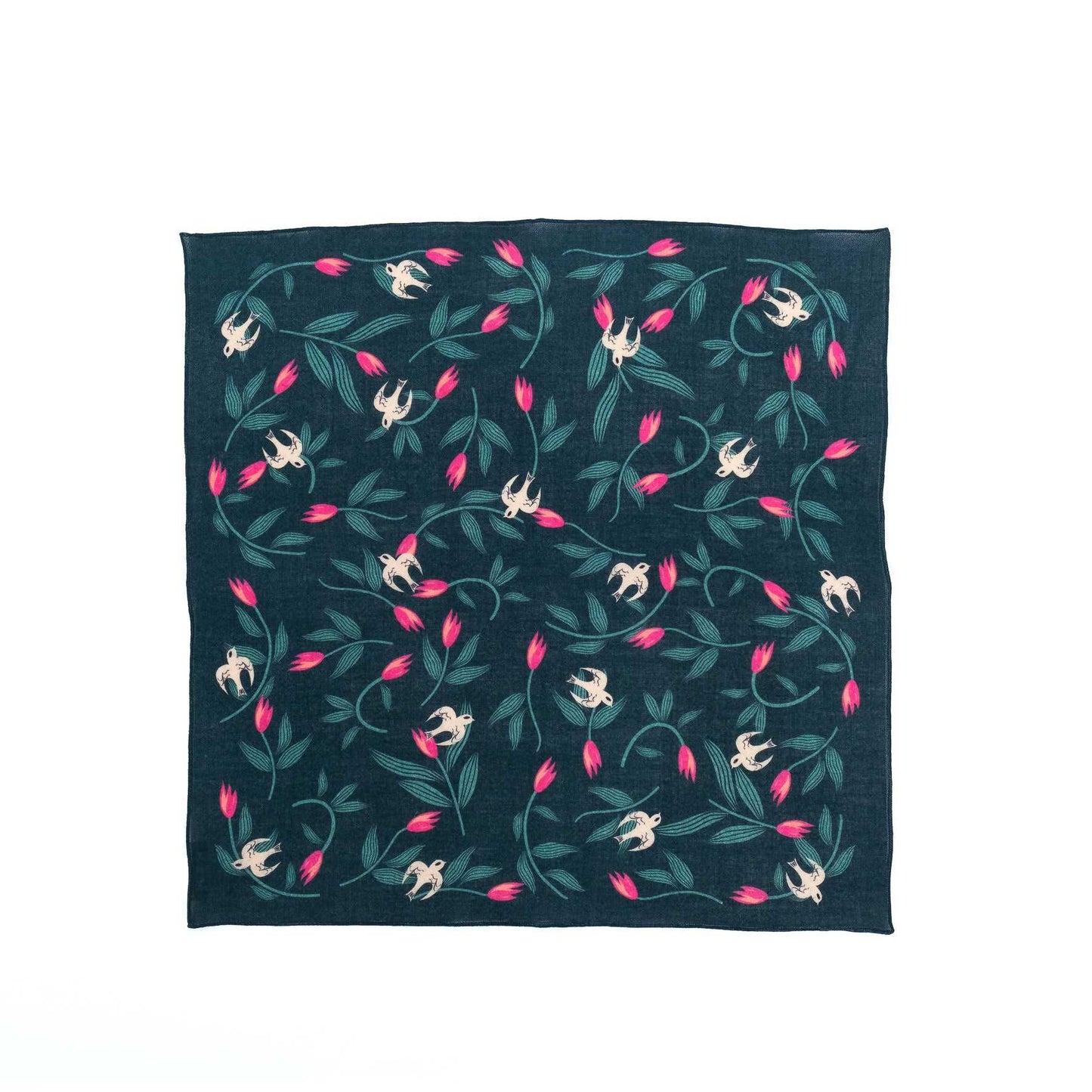 Japanese Merino Wool 'Gypsy Rose' dark green リング付きミニスカーフ
