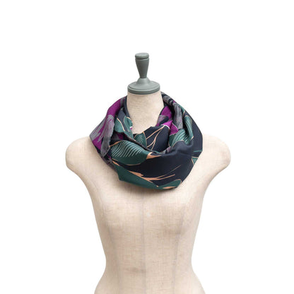 Japanese Printed Silk & Merino Wool 'Salisbury' purple ループスカーフ