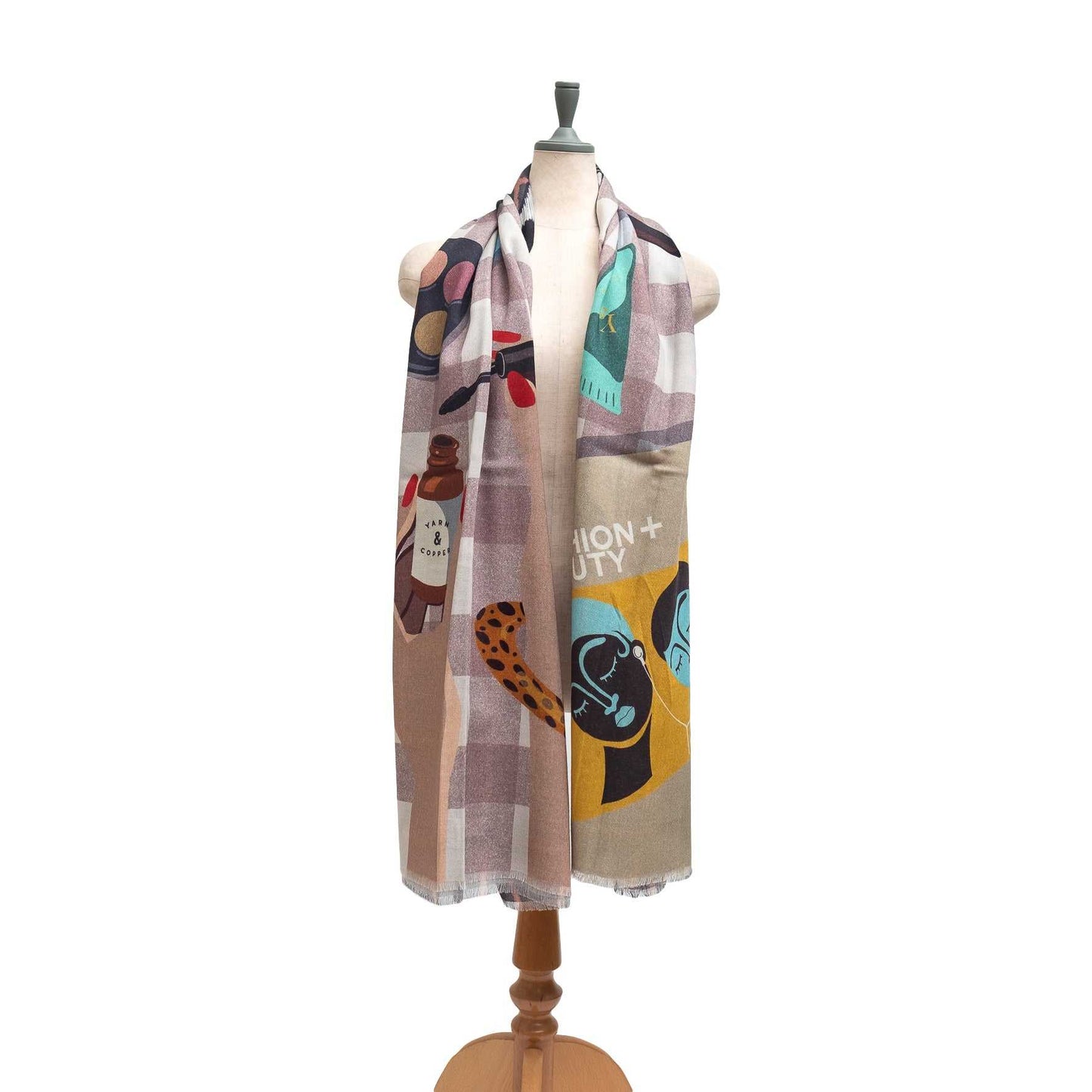 Japanese Merino Wool 'The Make Up Artist' pink/grey 二重仕立てのロングストール