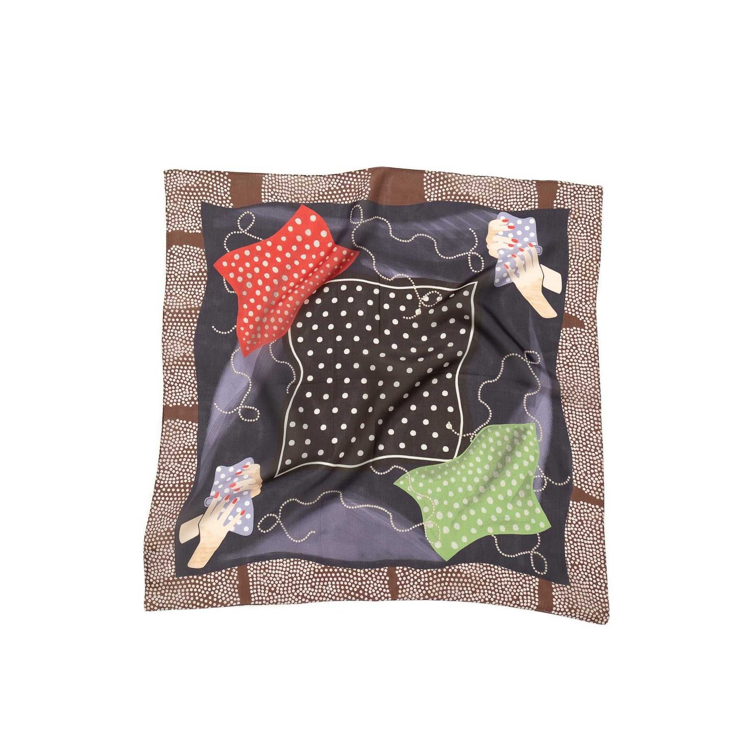 Silk 'Polka Dot Queen' navy ウェーブリング付きミニスカーフ