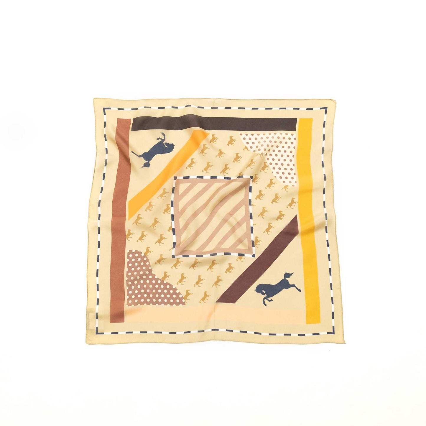 Silk 'Gallop' beige ウェーブリング付きミニスカーフ