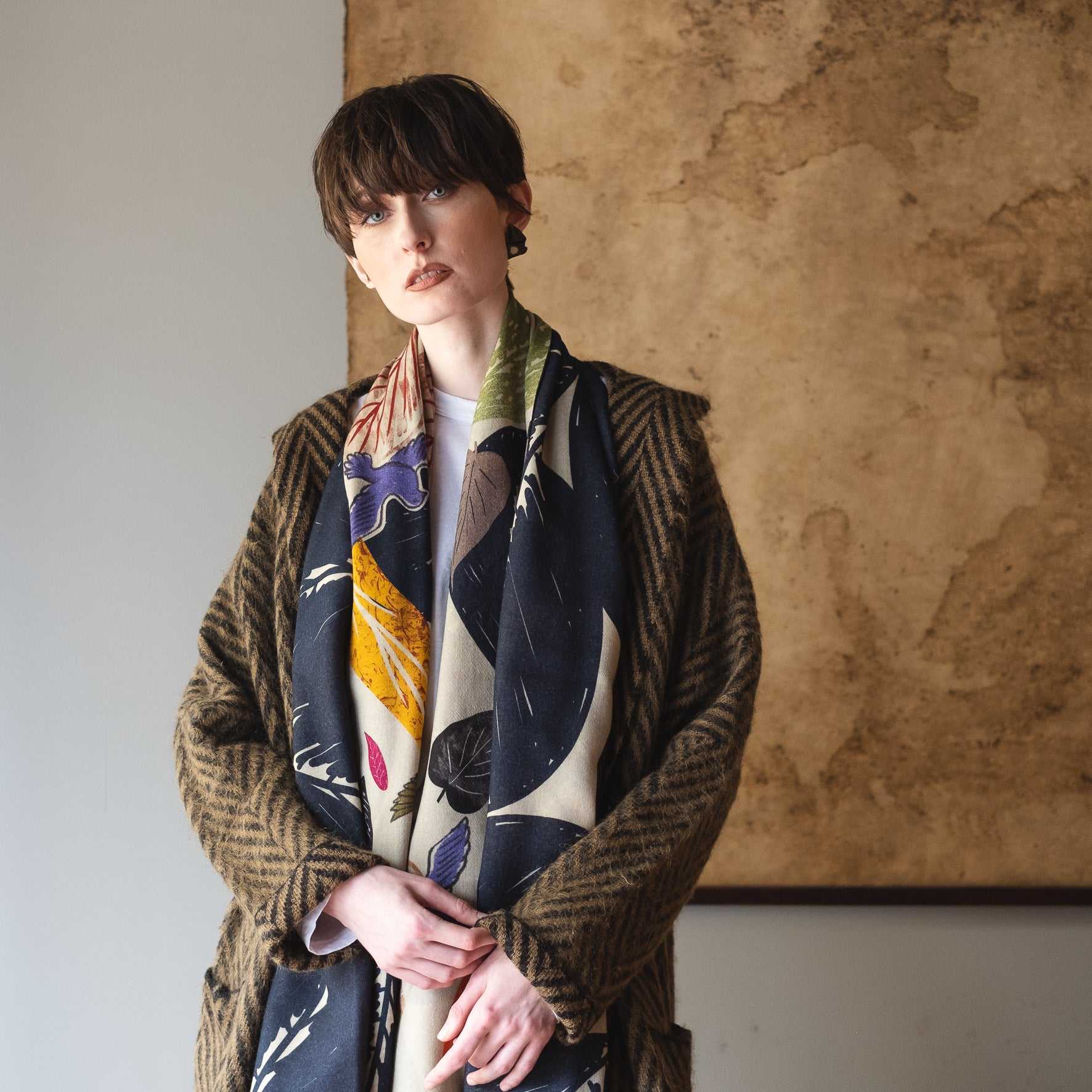 Japanese Merino Wool 'Autumn Dusk' 二重仕立てのロングストール | YARN&COPPER
