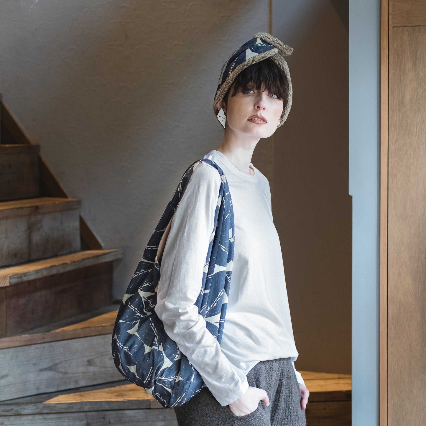 In Japan Organic Cotton Sling Bag 'Autumn Dusk' navy