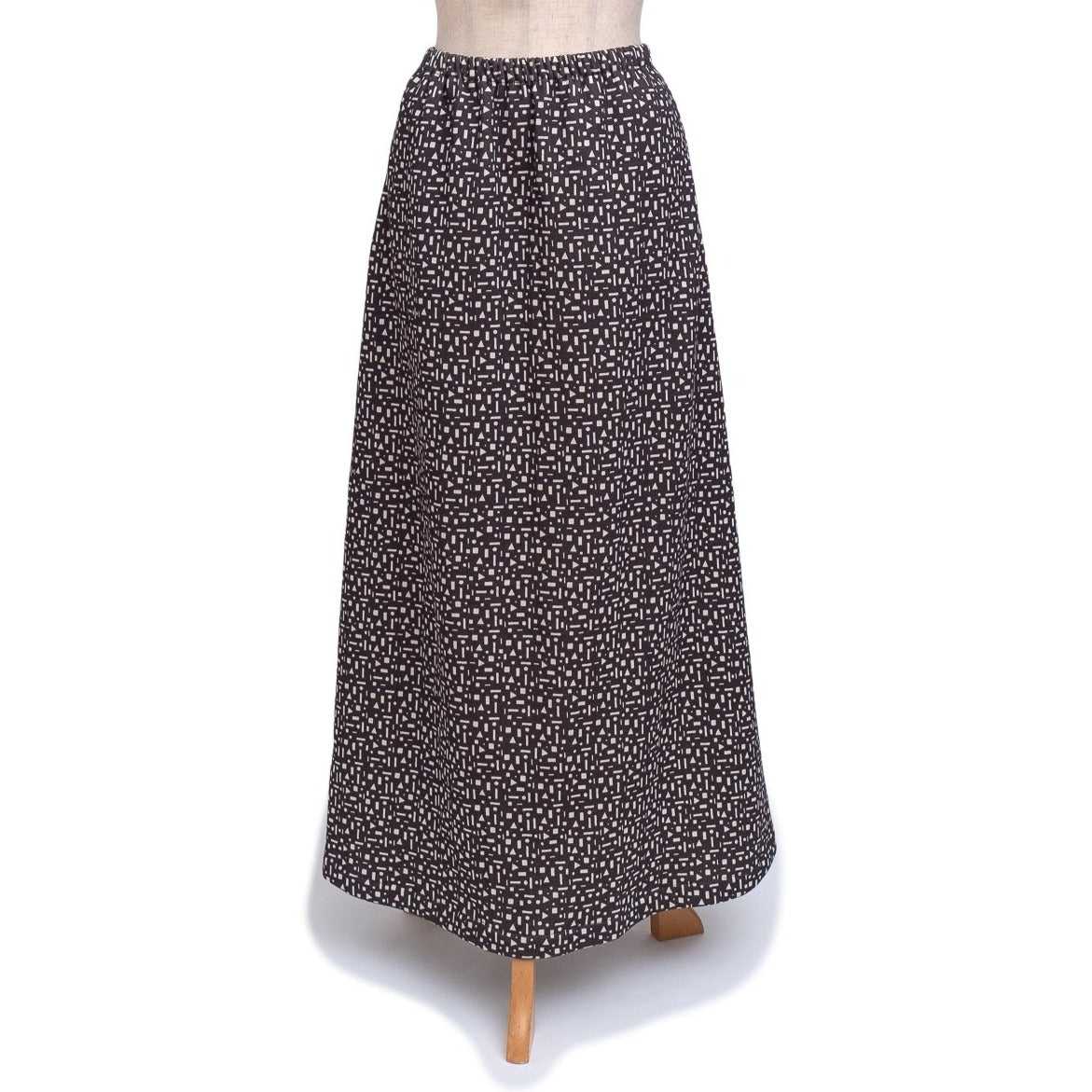 裏起毛 Japanese Printed オーガニックコットンロングスカート 'Alkham' dark grey