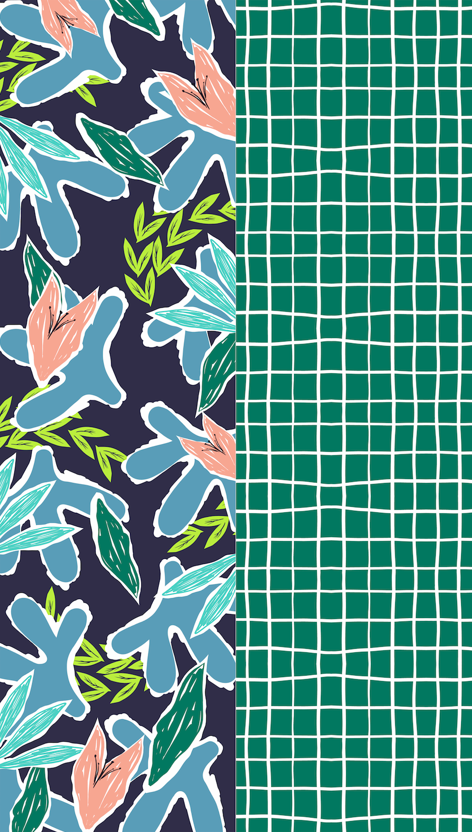 Japanese Printed Silk 'Floral Blush' navy ループスカーフ | YARN& COPPER