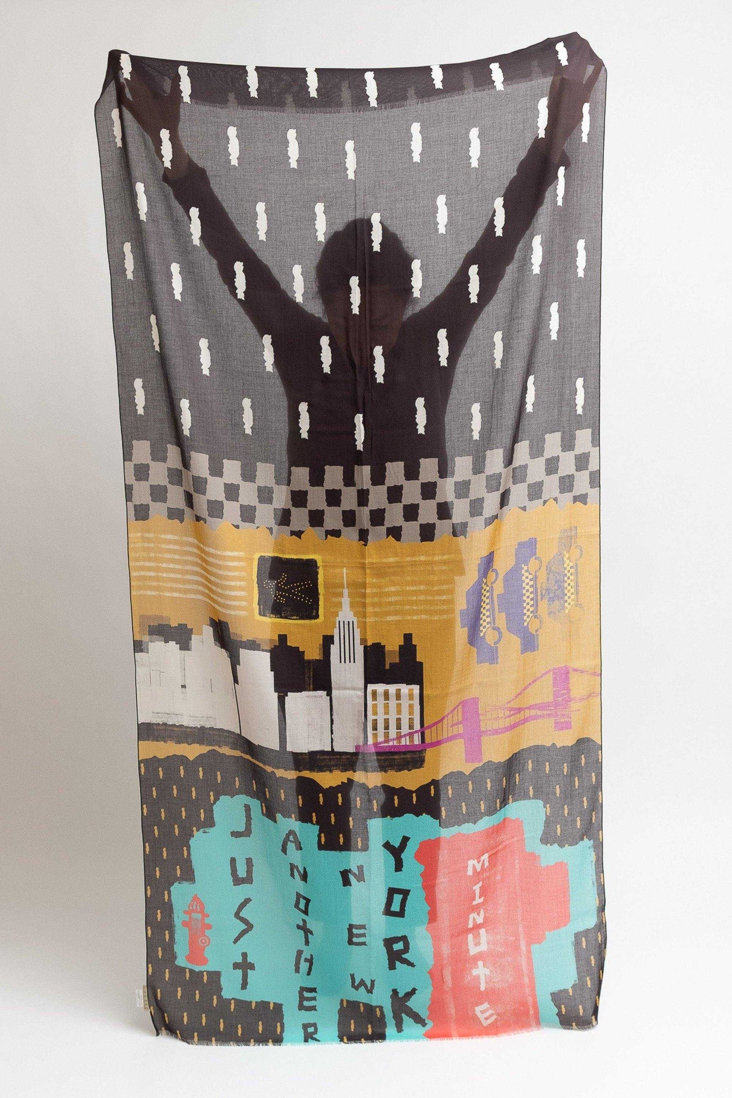 Japanese Printed Organic Cotton 'New York Minute' black ロングストール
