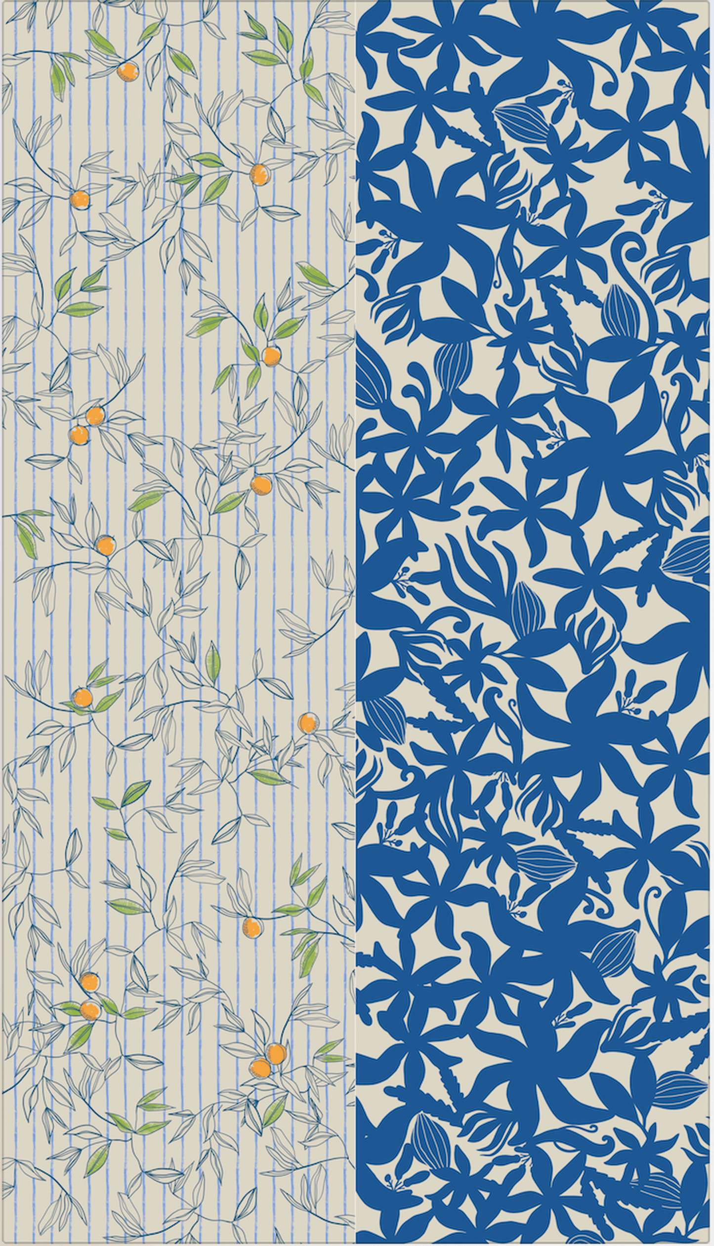 Japanese Printed Silk 'Highgate' Blue ループスカーフ | YARN&COPPER