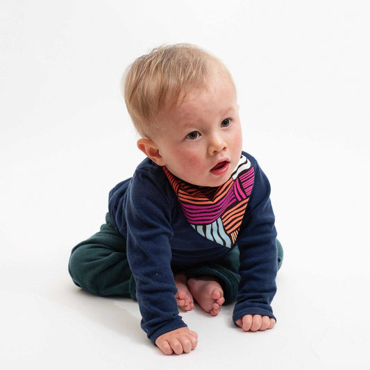 Japanese Printed organic cotton bib 'Wibble Wobble' リバーシブルスタイ